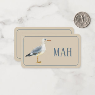 Watercolor Beach Seagull Monogram Card