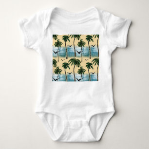 Watercolor beach, seamless tranquillity baby bodysuit