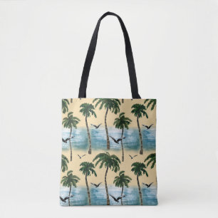 Watercolor beach, seamless tranquillity tote bag