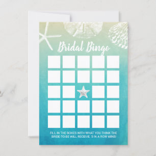 Watercolor Beach Seashells Bridal Bingo Game