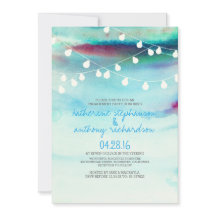 watercolor beach string lights engagement party