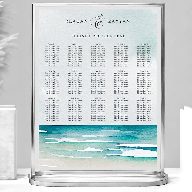 Watercolor Beach Summer Wedding Seating Chart (Creator Uploaded)