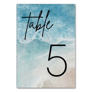 Watercolor Beach Summer Wedding Table Number
