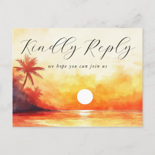 Watercolor Beach Sunset Song Request RSVP Postcard