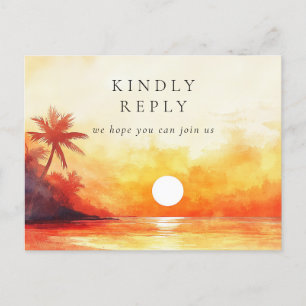 Watercolor Beach Sunset Song Request RSVP Postcard
