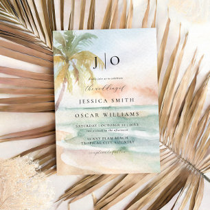 Watercolor Beach Tropical Destination Wedding Invitation