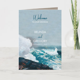 Watercolor Beach Waves Wedding Order of Service Programme