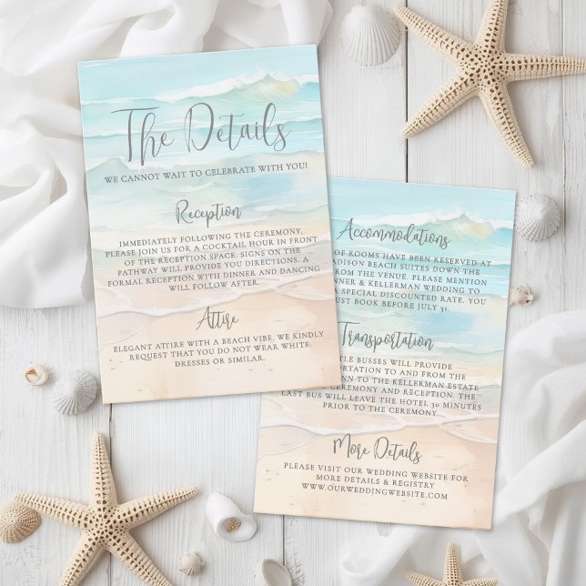Watercolor Beach Wedding Details Enclosure Card (Watercolor Beach Wedding Details Enclosure Card)