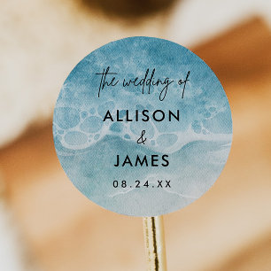 Watercolor Beach Wedding Envelope Seal Stickers