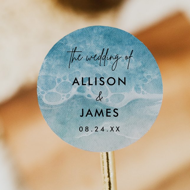 Watercolor Beach Wedding Envelope Seal Stickers (Creator Uploaded)
