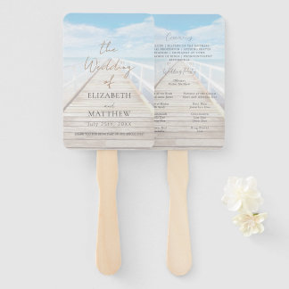 Watercolor Beach Wedding  Hand Fan