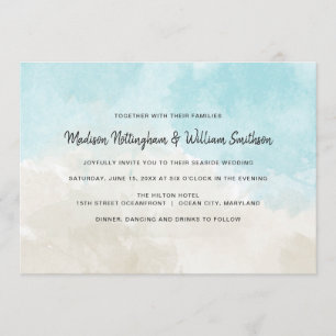 Watercolor Beach Wedding Invitation