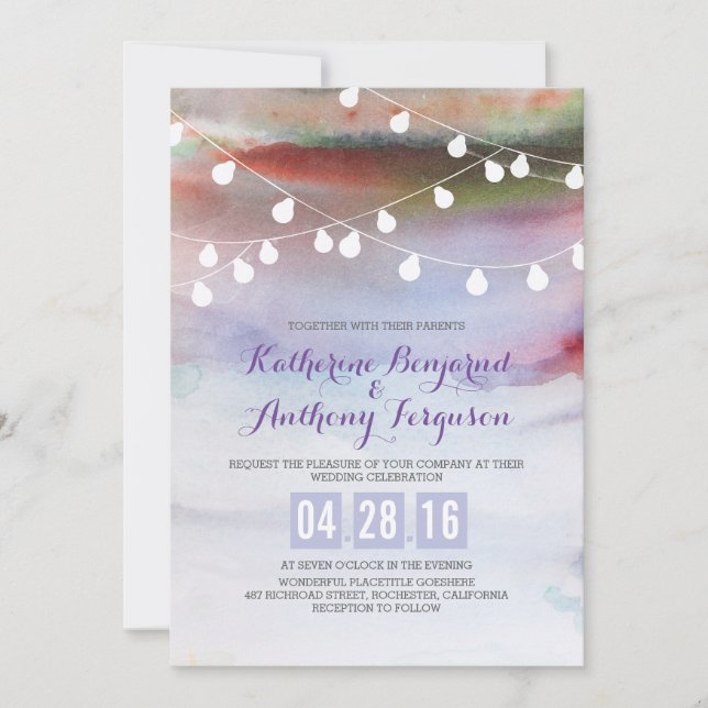 watercolor beach wedding invitation (Front)