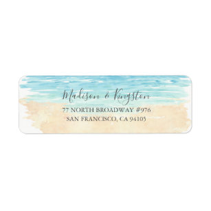 Watercolor Beach Wedding Return Address Label