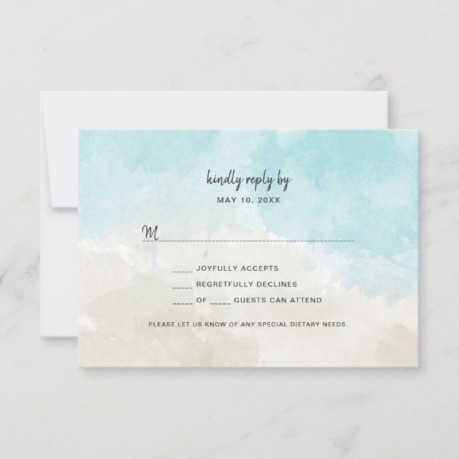 Watercolor Beach Wedding RSVP buffet card (Front)