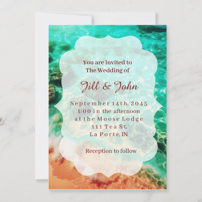 Watercolor Beach Wedding Scallops Cards (Front)