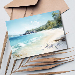 Watercolor Beach Wedding Thank You card