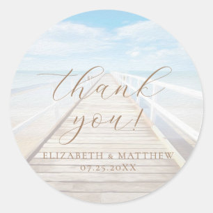Watercolor Beach Wedding Thank You Sticker