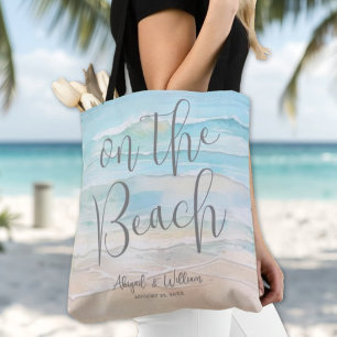 Watercolor Beach Wedding Tote Bag