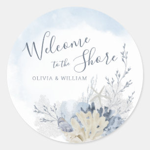 Watercolor Beach Welcome to the Shore Dinner Classic Round Sticker