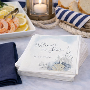 Watercolor Beach Welcome to the Shore Dinner Napkin