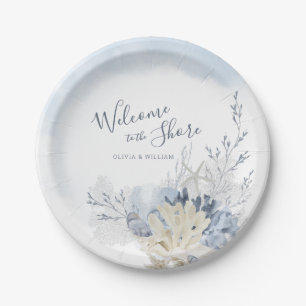 Watercolor Beach Welcome to the Shore Dinner Paper Plate