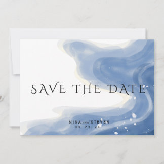 Watercolor Beach with waves horizontal wedding Save The Date