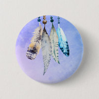 Watercolor Beads 'n Feathers on Bluish Purple