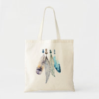 Watercolor Beads 'n Feathers on Bluish Purple