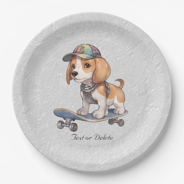 Watercolor Beagle Paper Plate (Front)