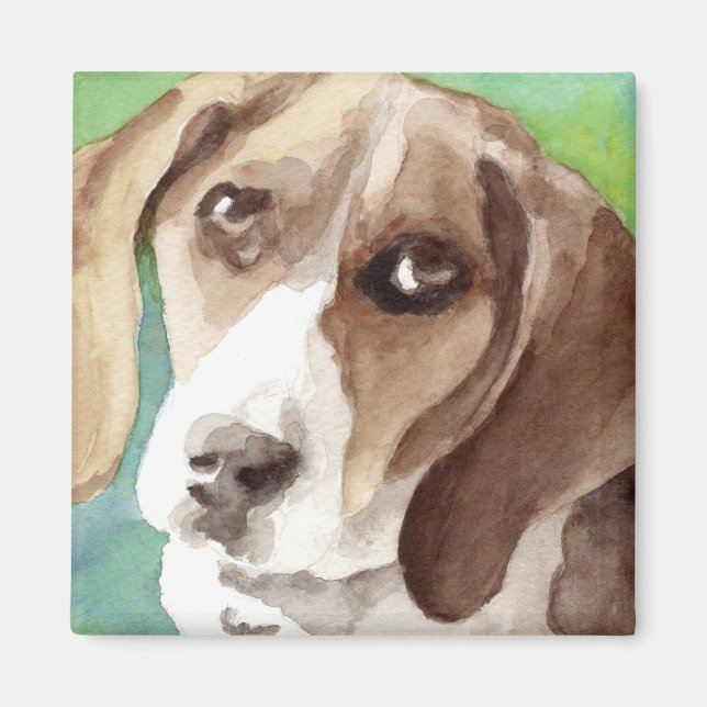watercolor Beagle Portrait Magnet (Front)
