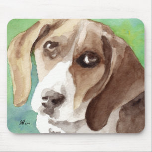 watercolor Beagle Portrait Mouse Pad