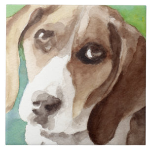 watercolor Beagle Portrait Tile
