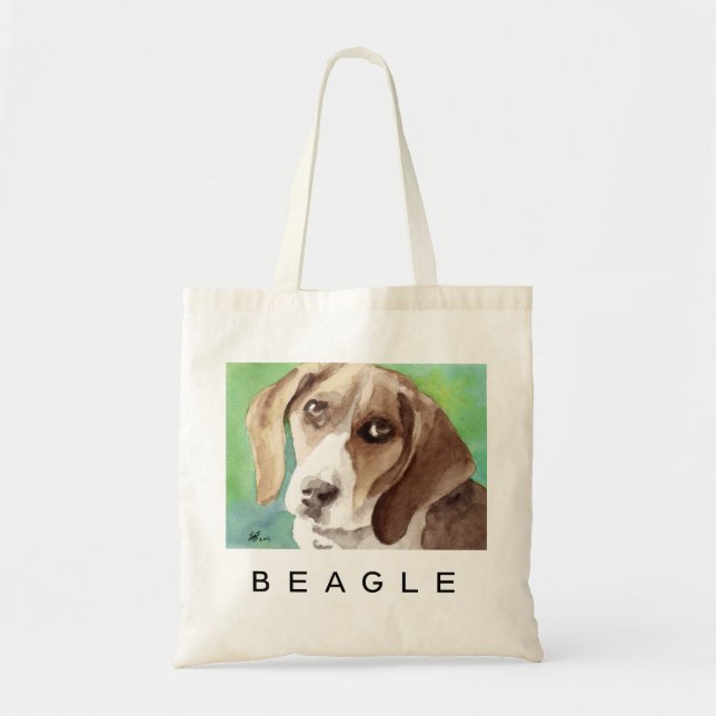 watercolor Beagle Portrait Tote Bag (Front)