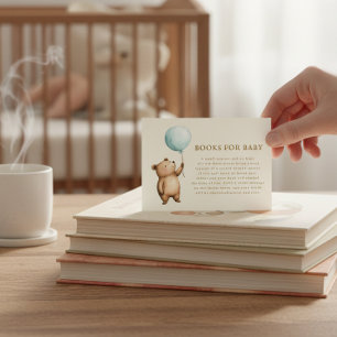 Watercolor Bear Books for Baby Request Card