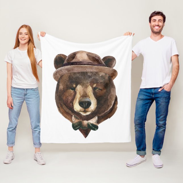 Watercolor Bear Fashion Fleece Blanket (In Situ)