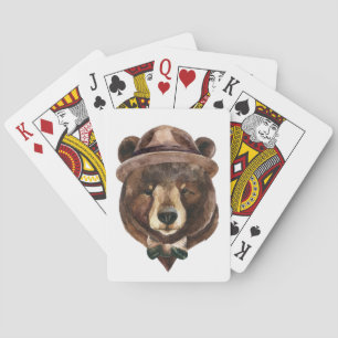 Watercolor Bear Fashion Playing Cards
