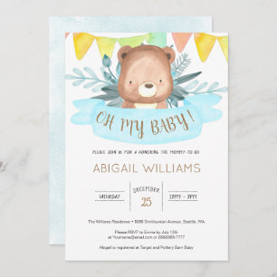 Watercolor Bear Gender Neutral Baby Shower Invitation