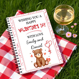 Watercolor Bear Valentine's Day Cute Personalized Notebook