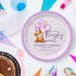 Watercolor Bearly Wait Baby Shower Paper Plate
