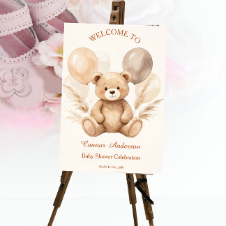 Watercolor Bearly Wait Baby Shower Welcome Sign