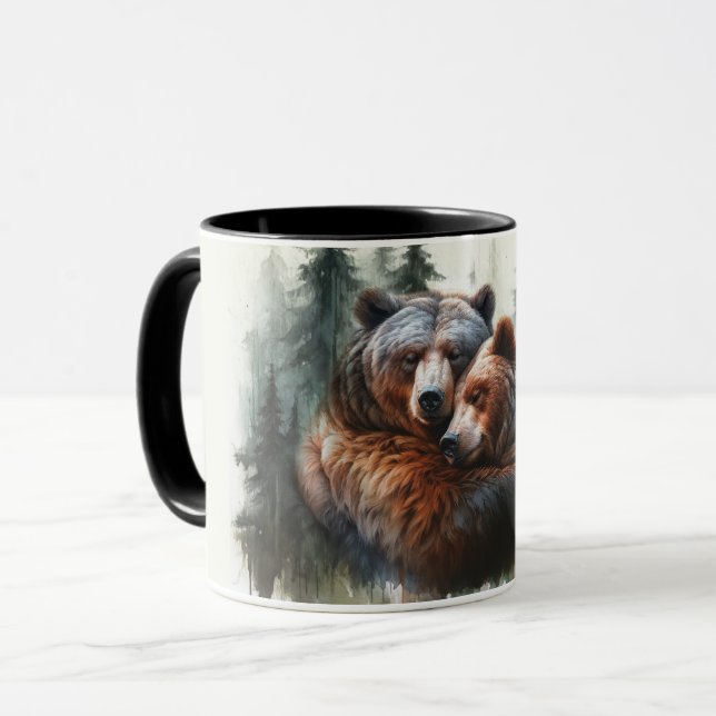 Watercolor Bears Rustic Wilderness Wedding Mug (Front Left)