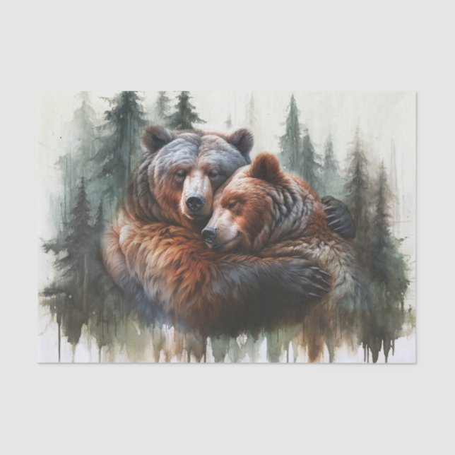 Watercolor Bears Rustic Wilderness Wedding Tissue Paper (Front)