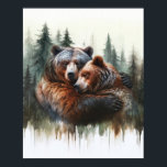 Watercolor Bears Trees Rustic Wilderness Wall Art<br><div class="desc">Customise with any text. Matching items are available.</div>
