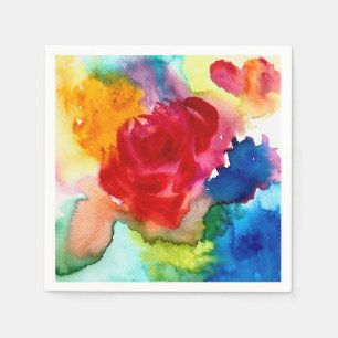 Watercolor beautiful abstract rose art napkin