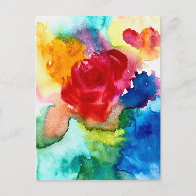 Watercolor beautiful abstract rose art postcard (Front)