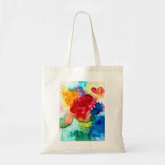Watercolor beautiful abstract rose art tote bag (Front)