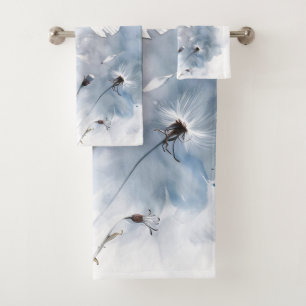 Watercolor Beautiful Butterfly on Dandelion Breeze Bath Towel Set