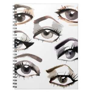 Watercolor beautiful eyes pattern notebook