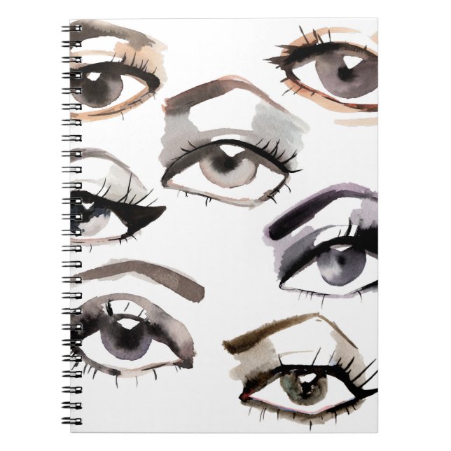 Watercolor beautiful eyes pattern notebook (Front)